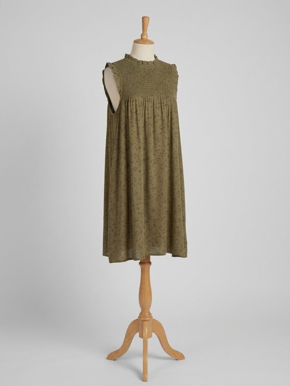 Bohme Floral Smock Dress Mini / Olive - Size‎ S Prairie Festival